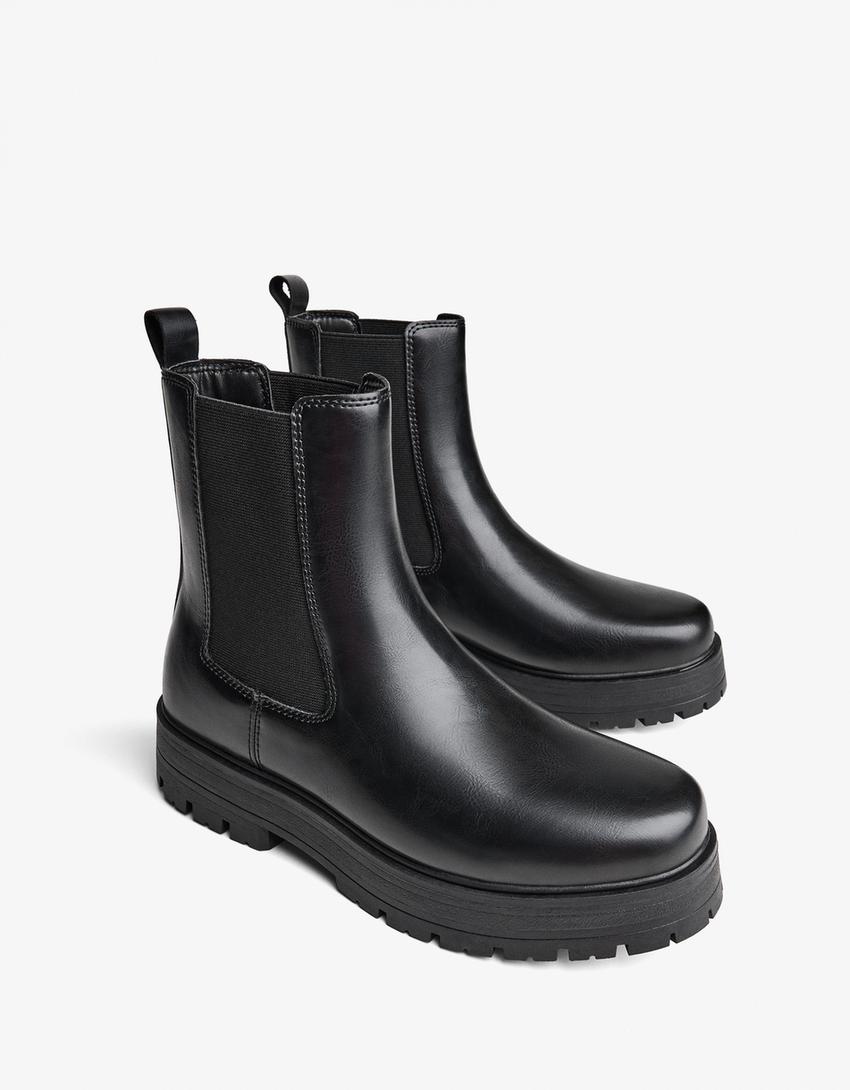 Bottine détail élastique-Noir