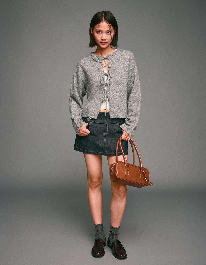 Jacke mit Schleife-Grau