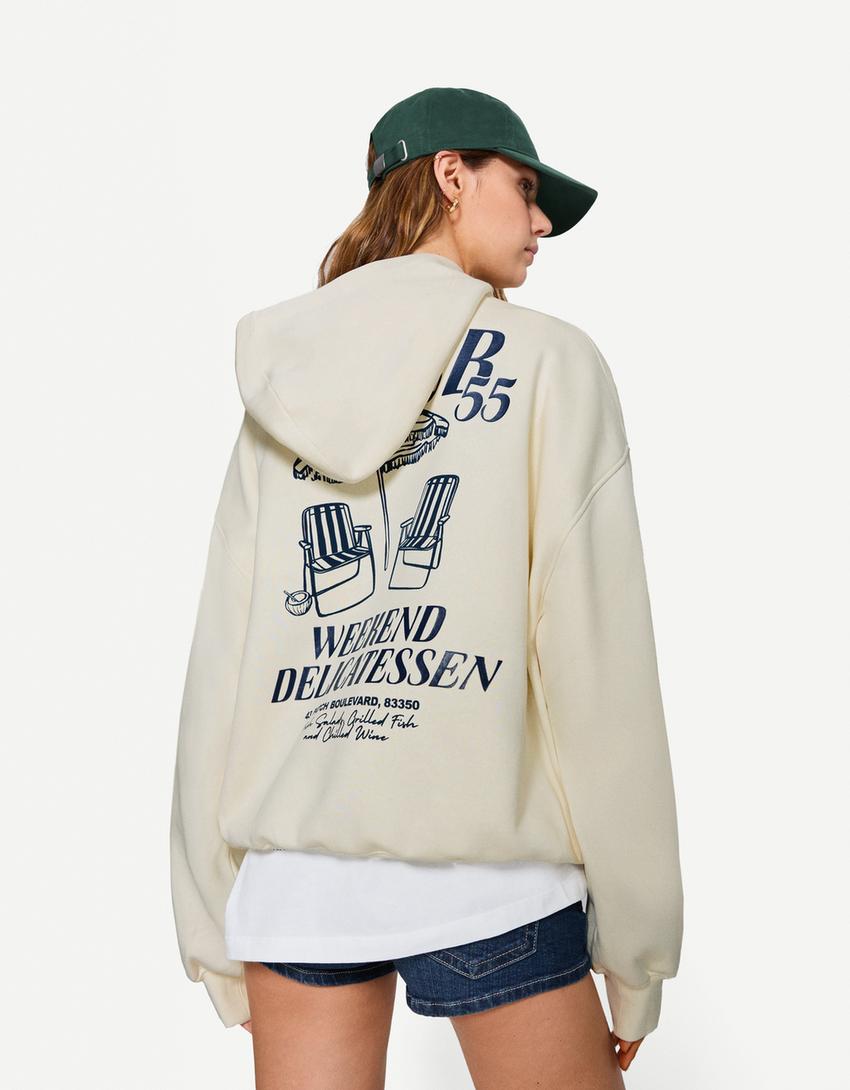 Hoodie bergambar-Putih semu