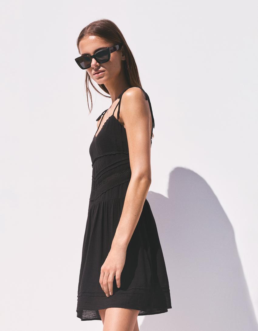 Vestido mini rústico-Negro-1