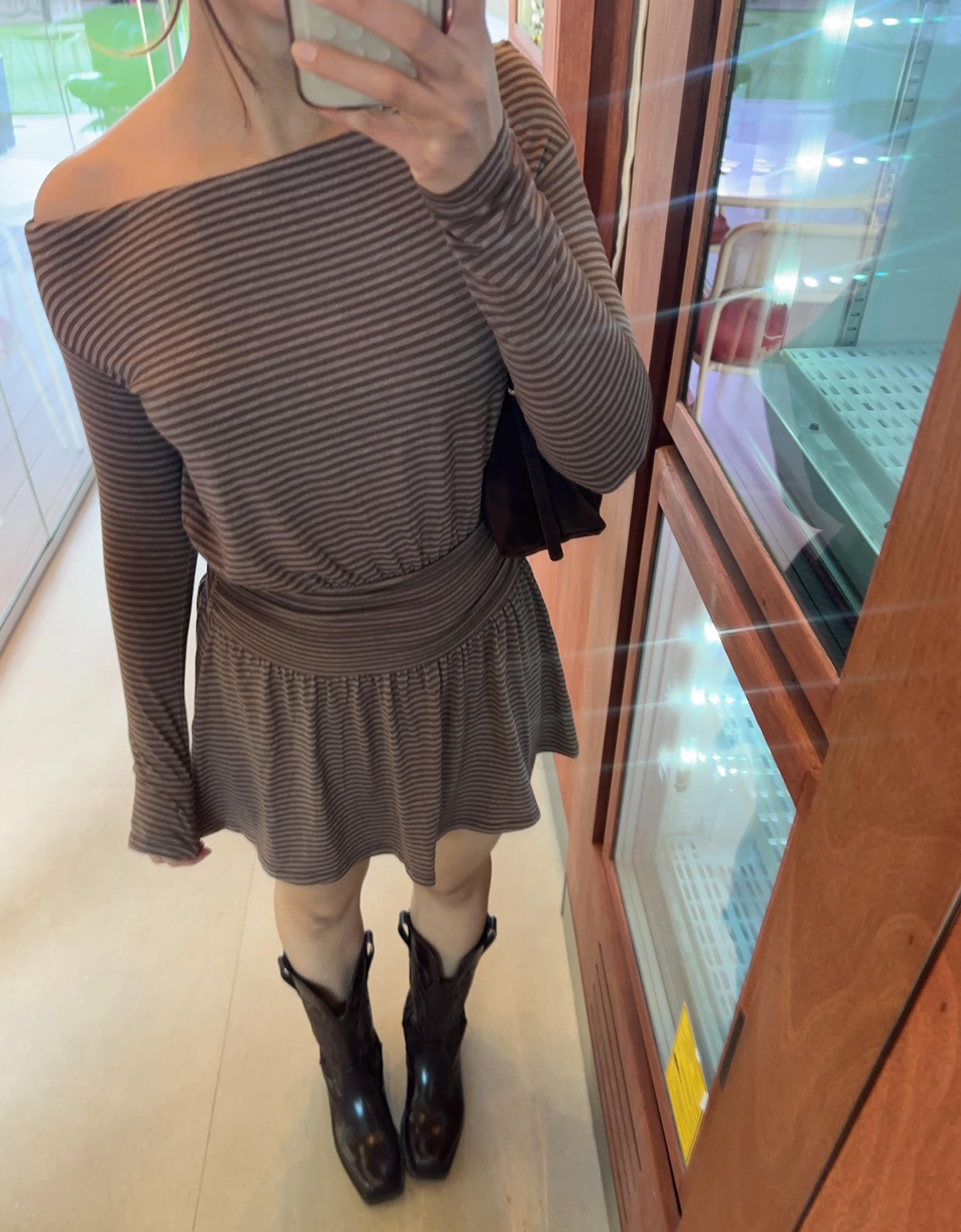 Kemerli uzun kollu mini elbise - Görsel 23