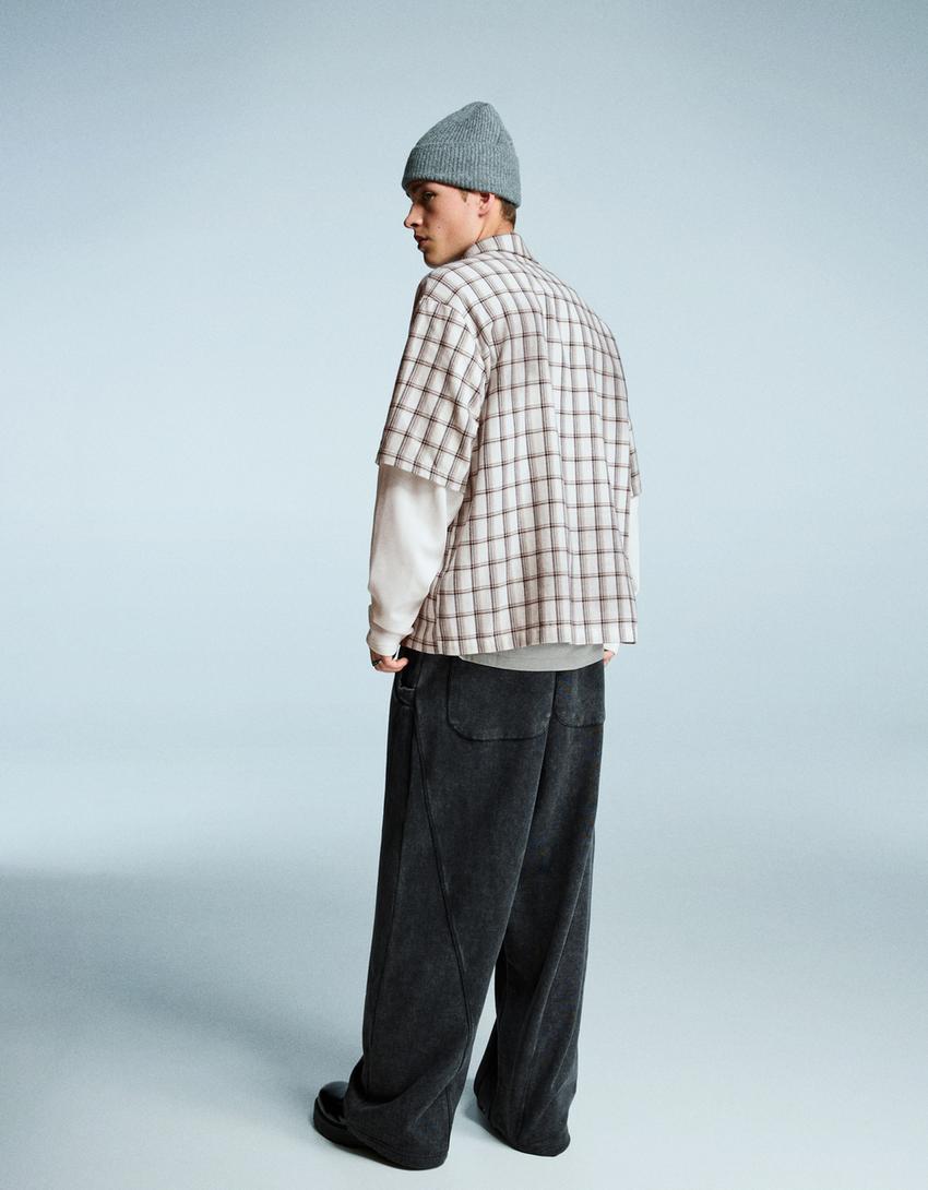 Bershka España Bershka Camisas De Cuadros Camisa Doble Manga Boxy