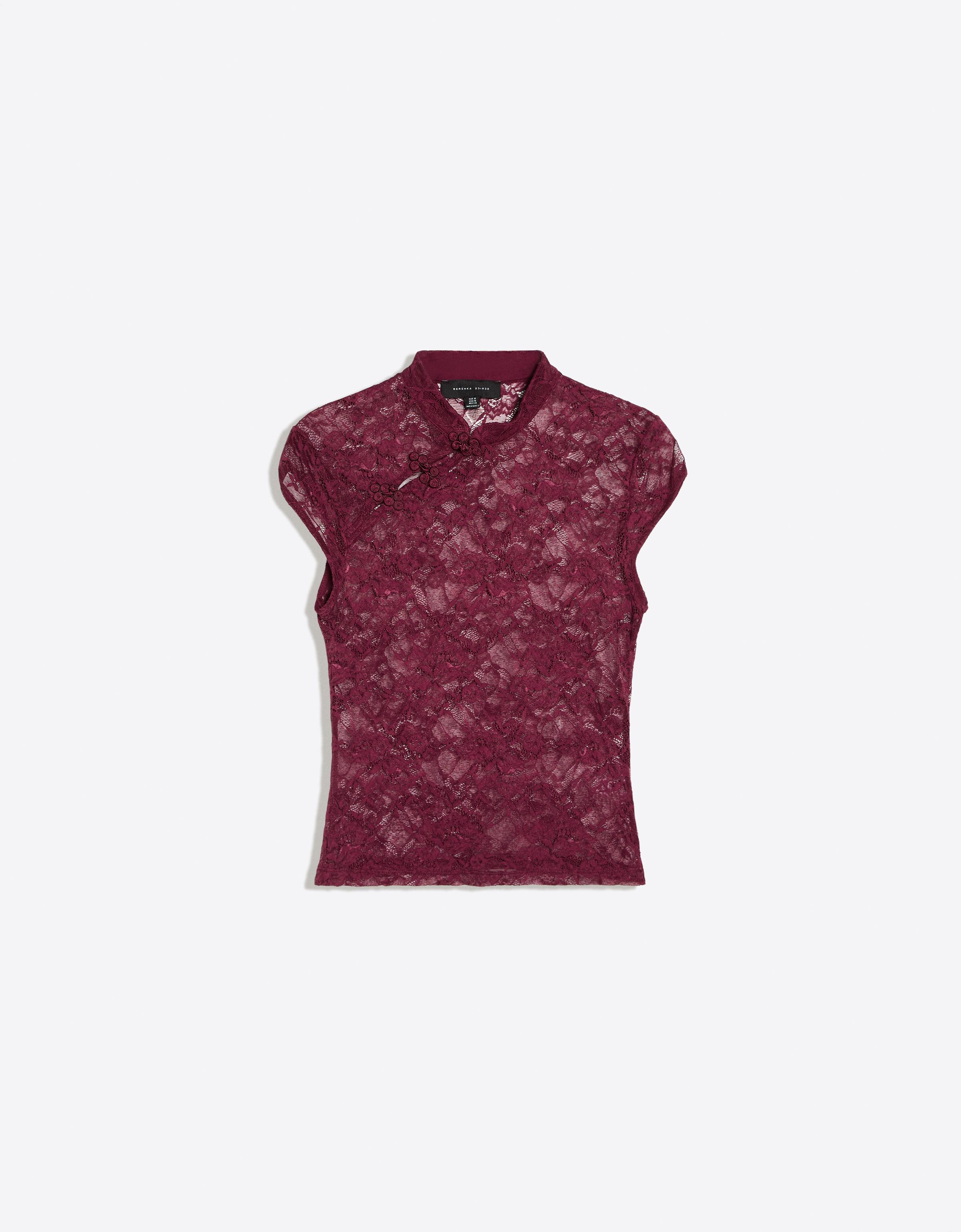 Lace top with clasp — Burgundy