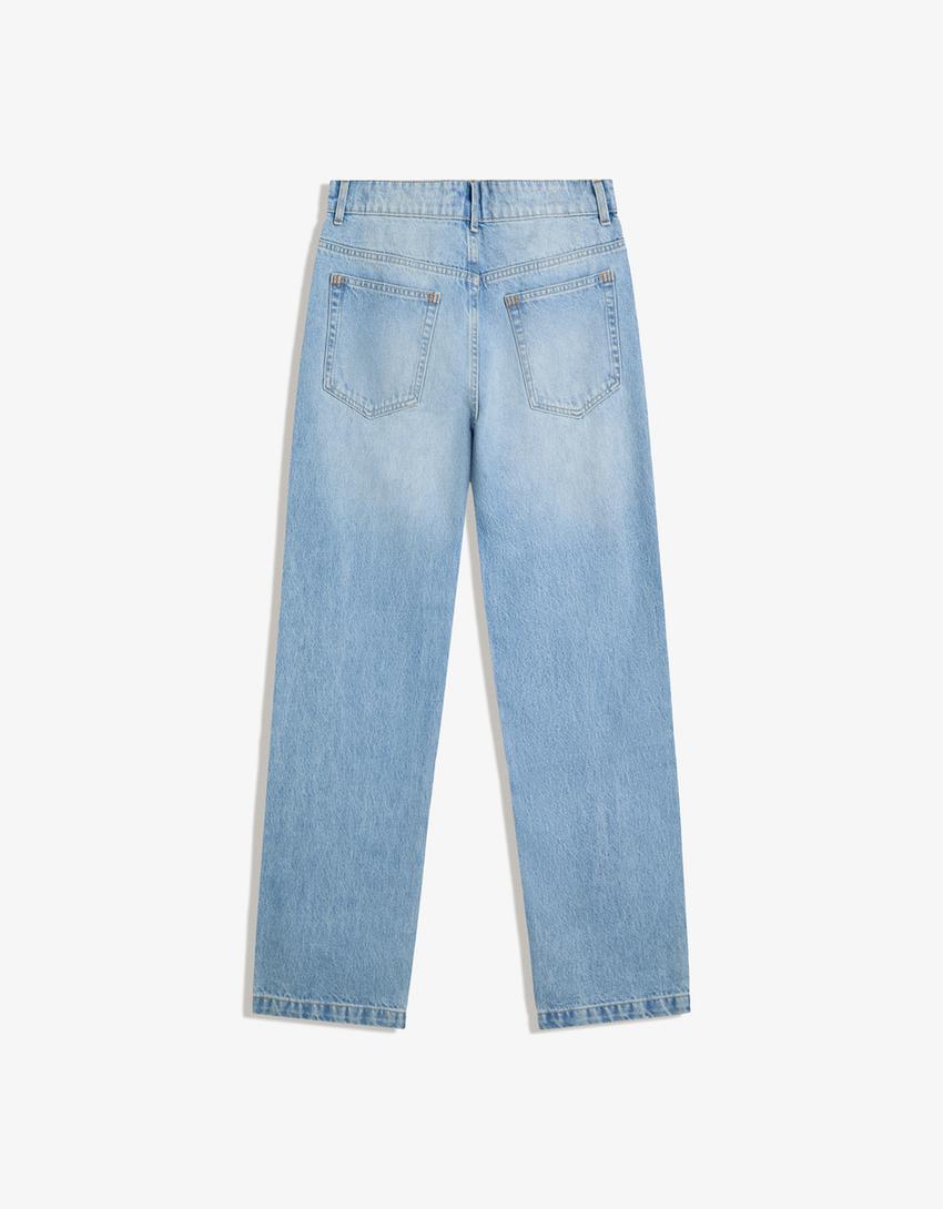 Blugi straight relaxed-Albastru deschis-4