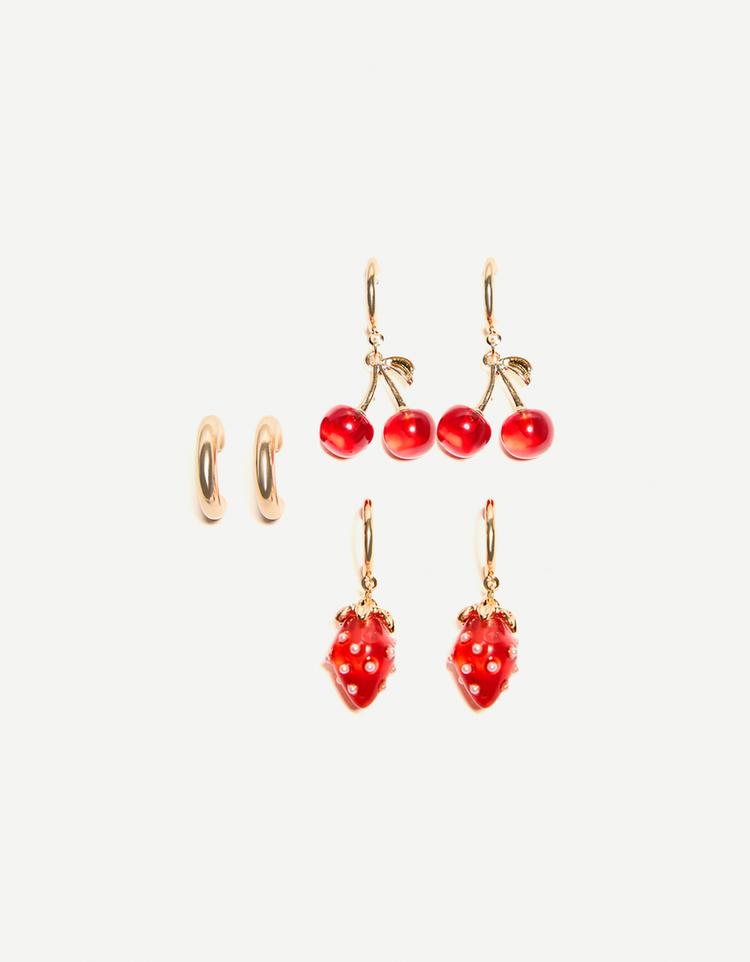 3-pack of fruit earrings