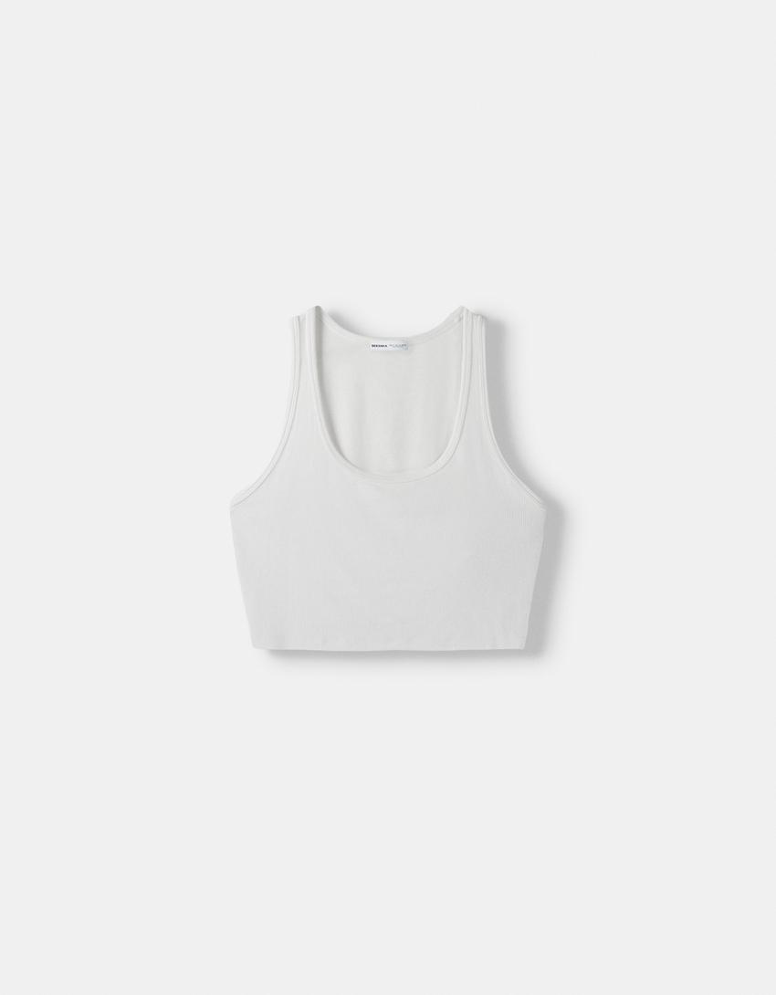 Strappy crop top-Off white-4
