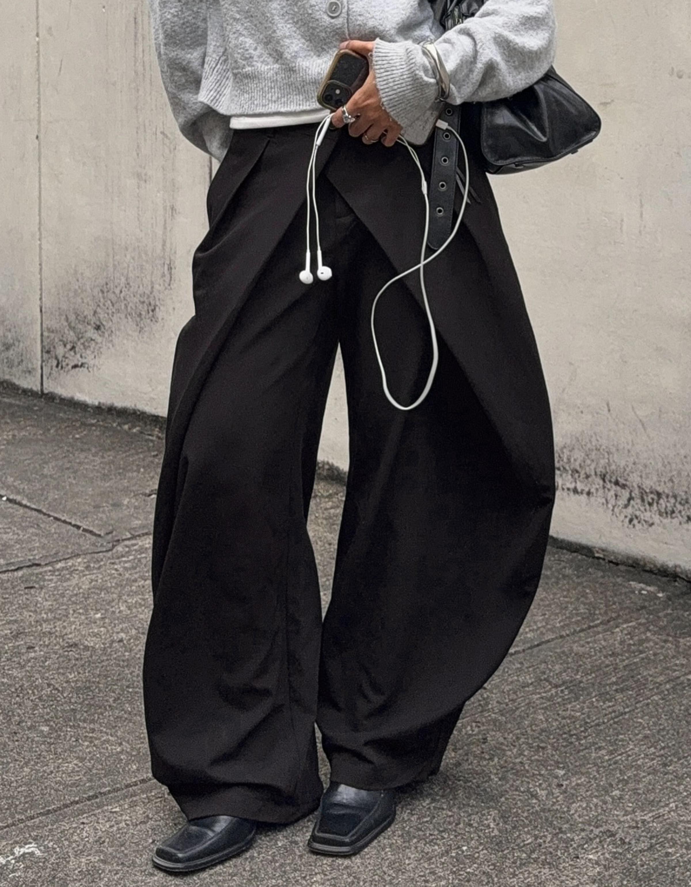 Çift düğmeli, pilili pantolon - Görsel 32