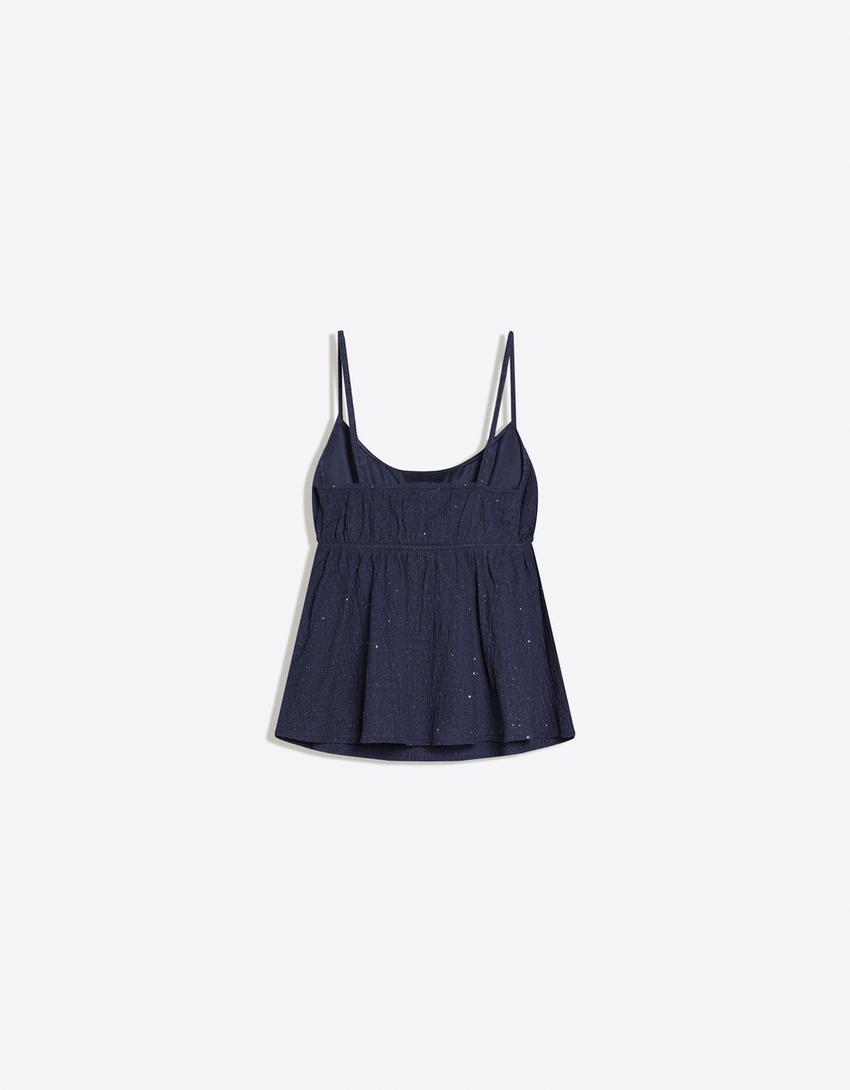 Shimmery rustic top-Navy