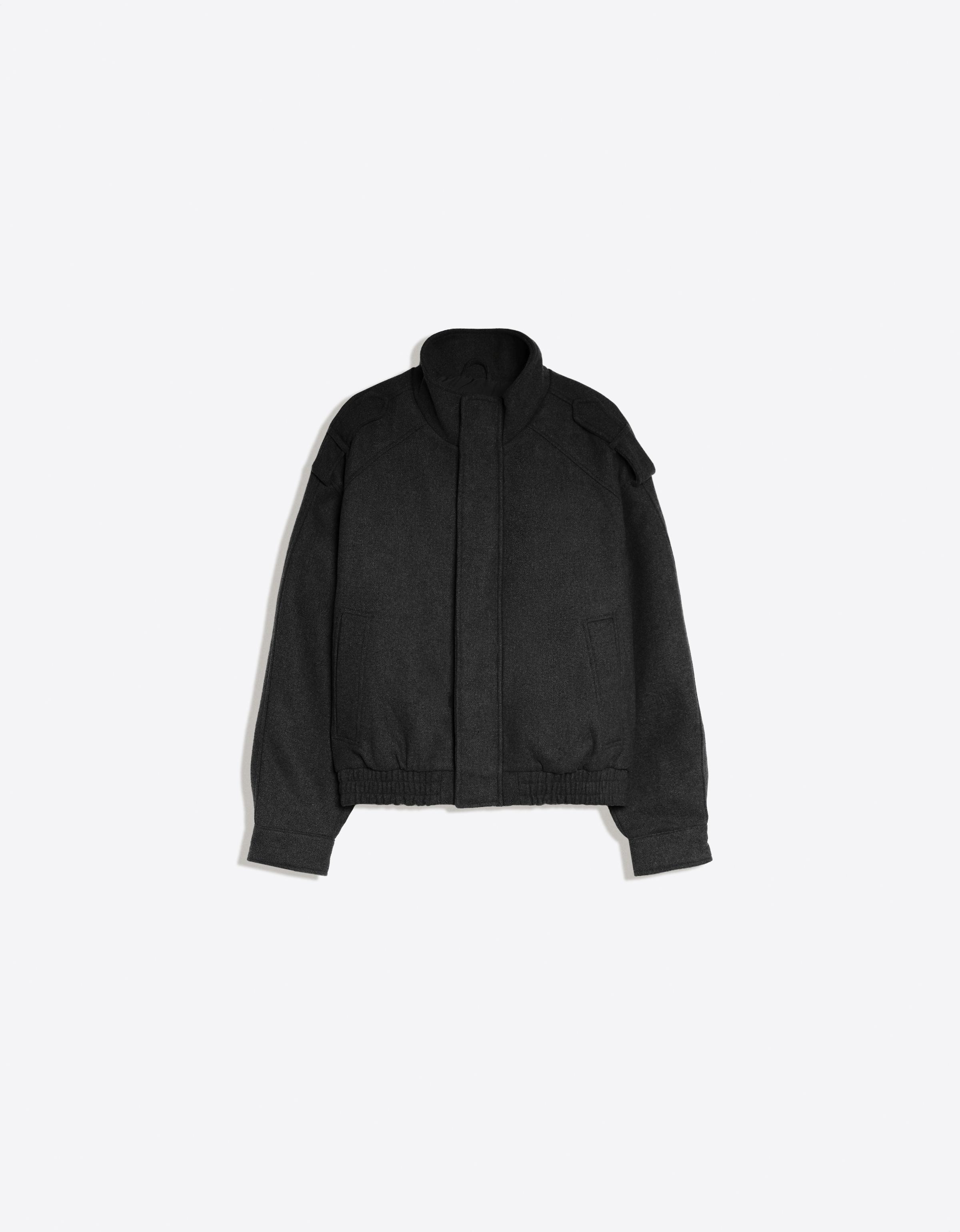 Felt-effect jacket with tabs — Black