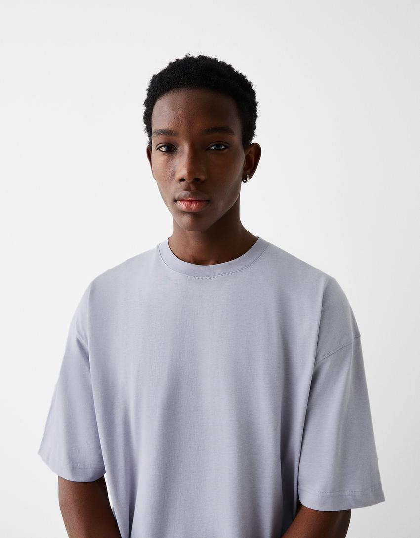 Блуза оувърсайз с къс ръкав-Виолетово-2