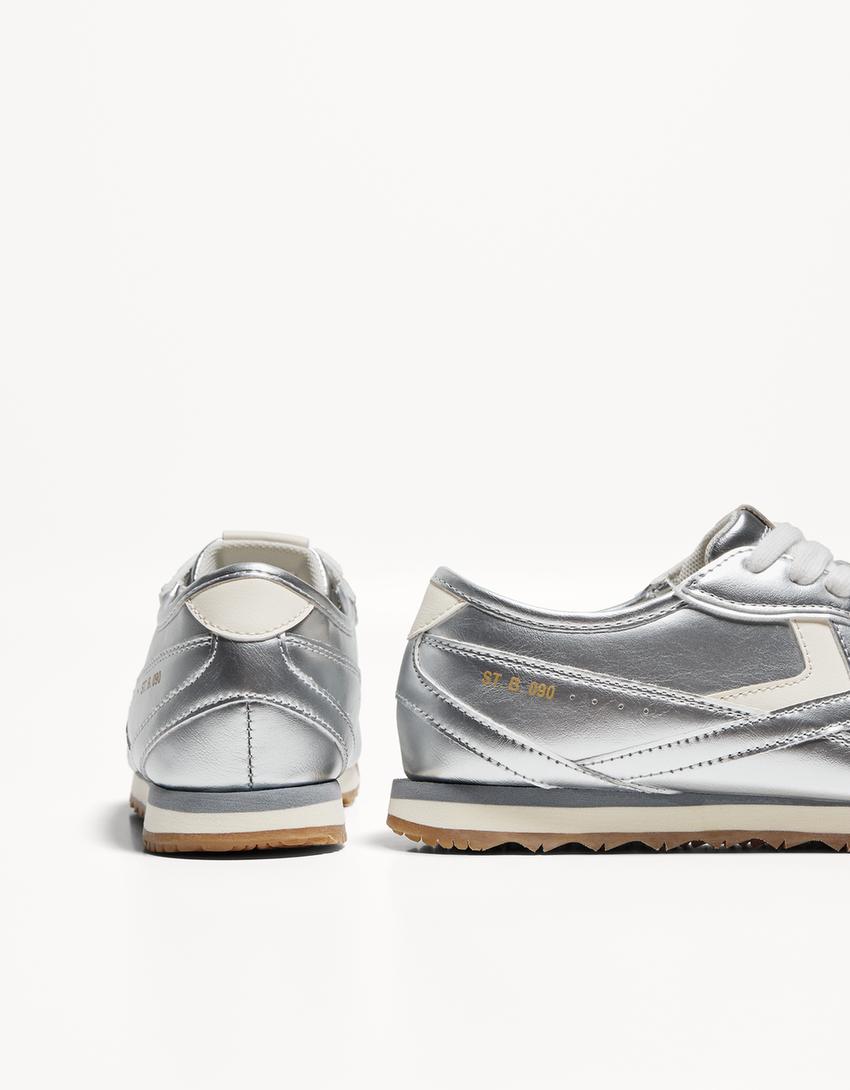Buty sportowe retro-Srebrny-2