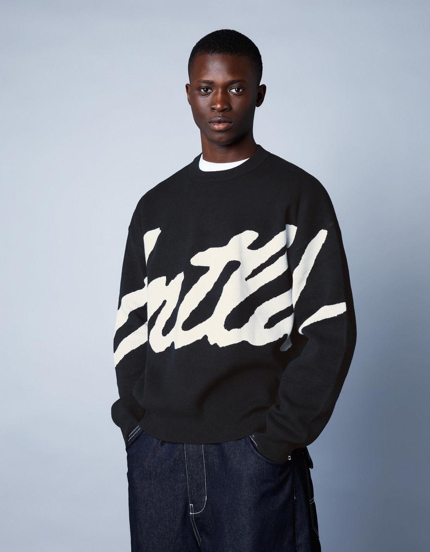 Printed sweater-Black