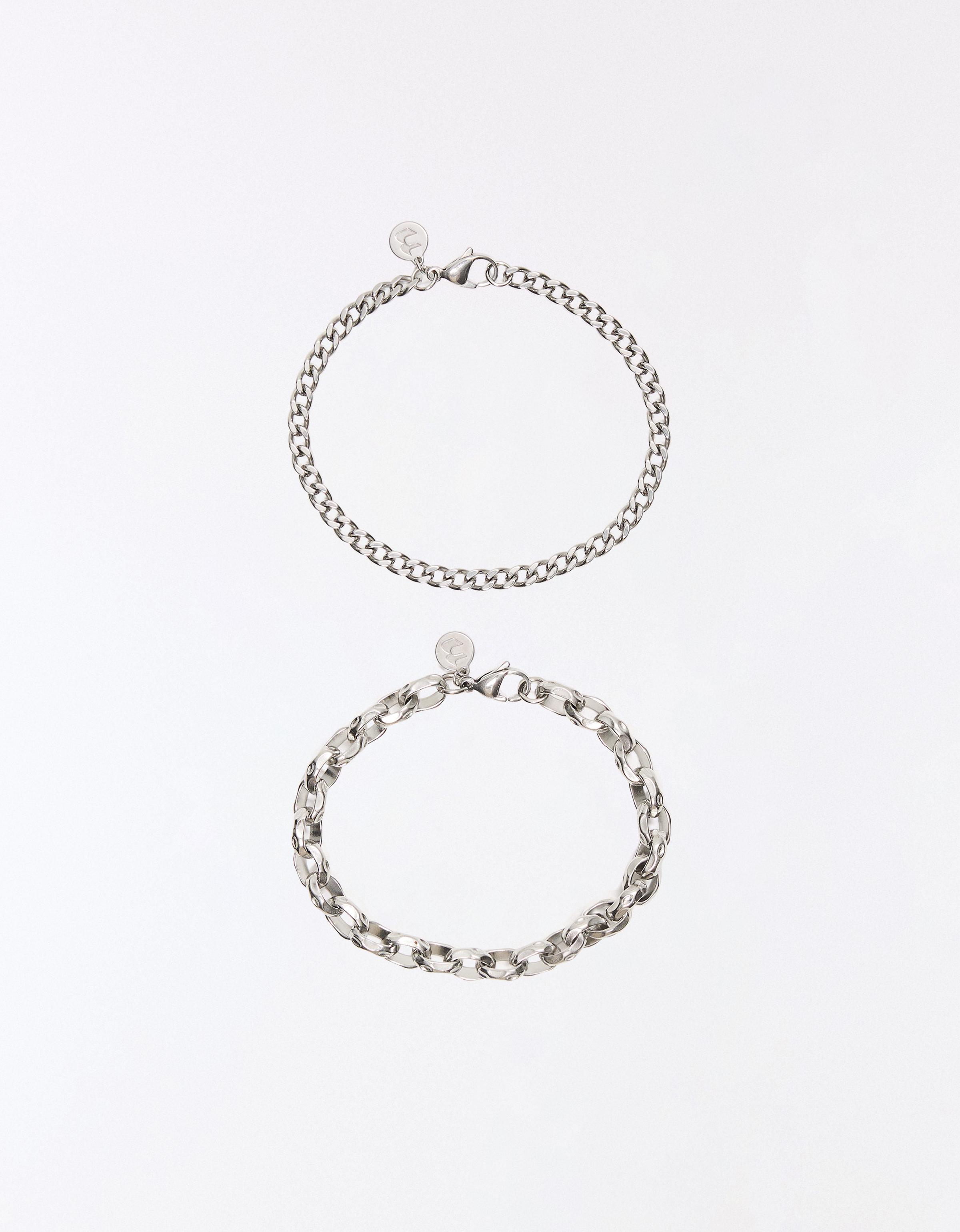 Pack of 2 steel chain bracelets — Silver