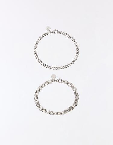 Pack of 2 stainless steel chain bracelets — Silver 4