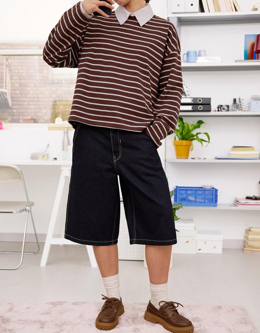 Bermuda jorts in denim skater-Marino-2