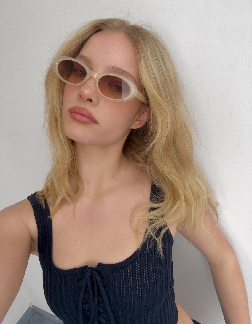 Strappy top with tie detail-Blue-1