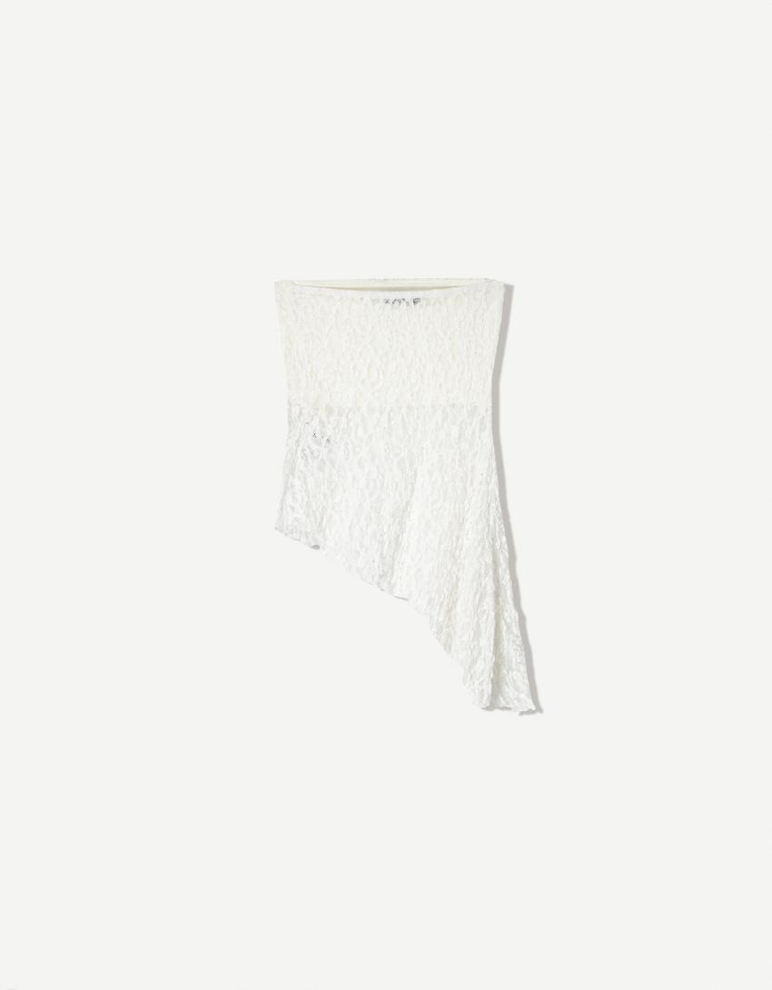 Kanten bandeau top-Gebroken Wit