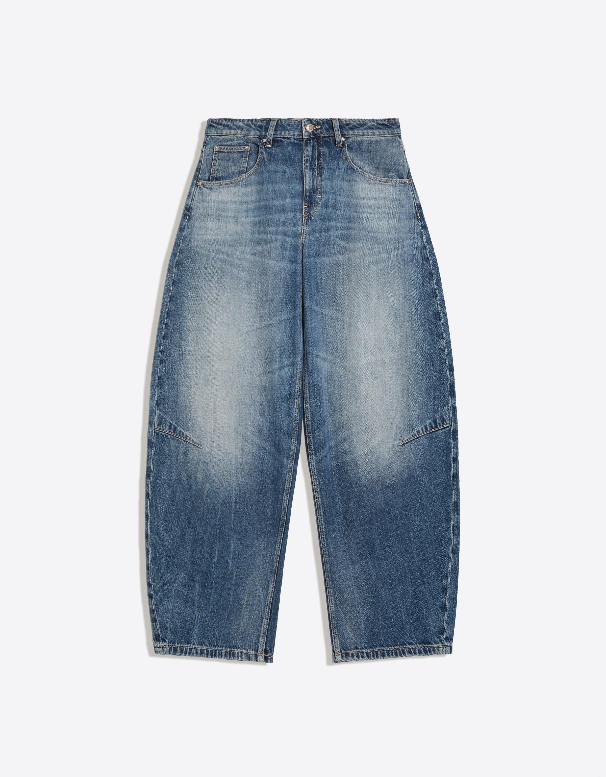 Cropped barrel-leg jeans — Light blue