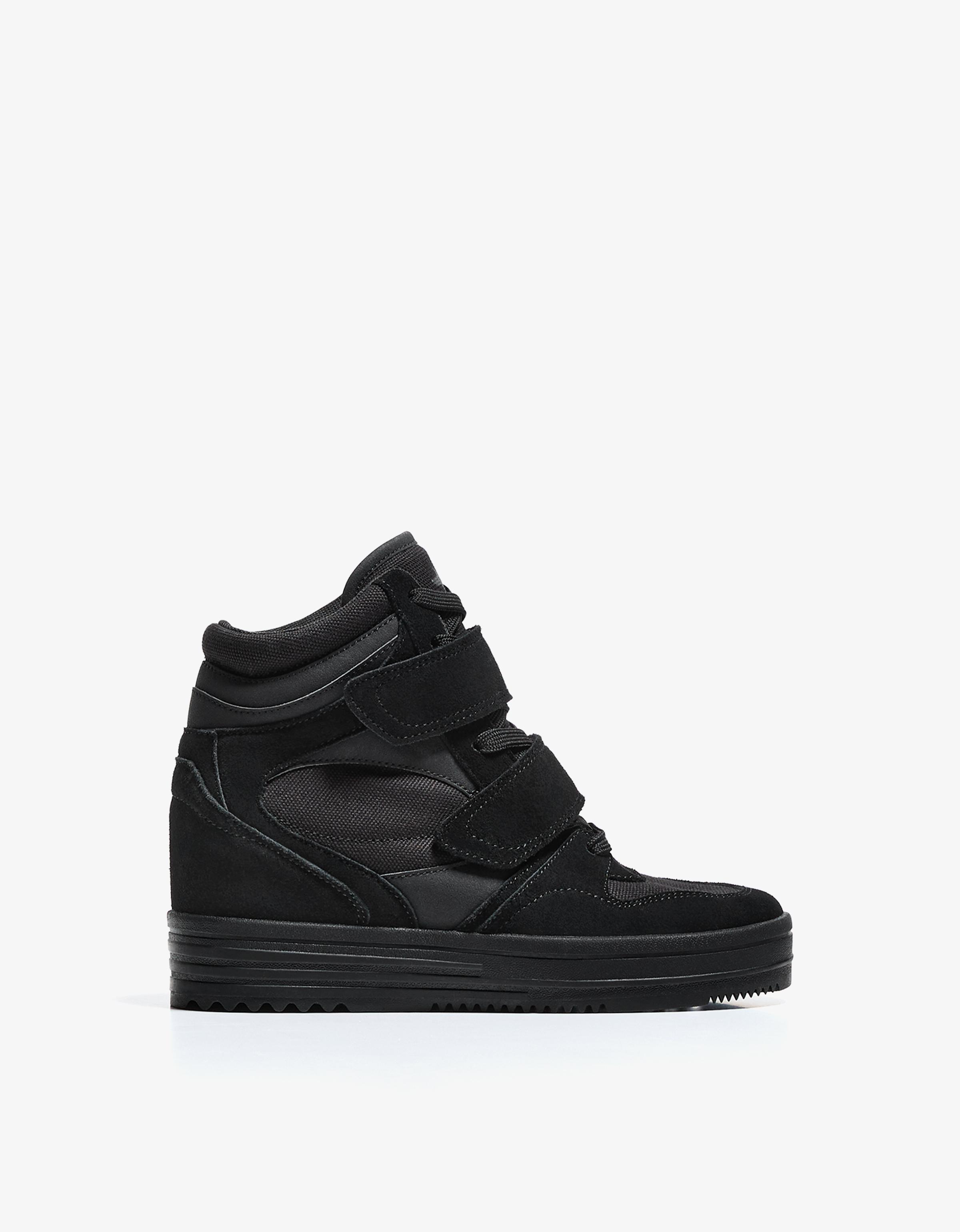 High-top sneakers with internal wedge — BLACK