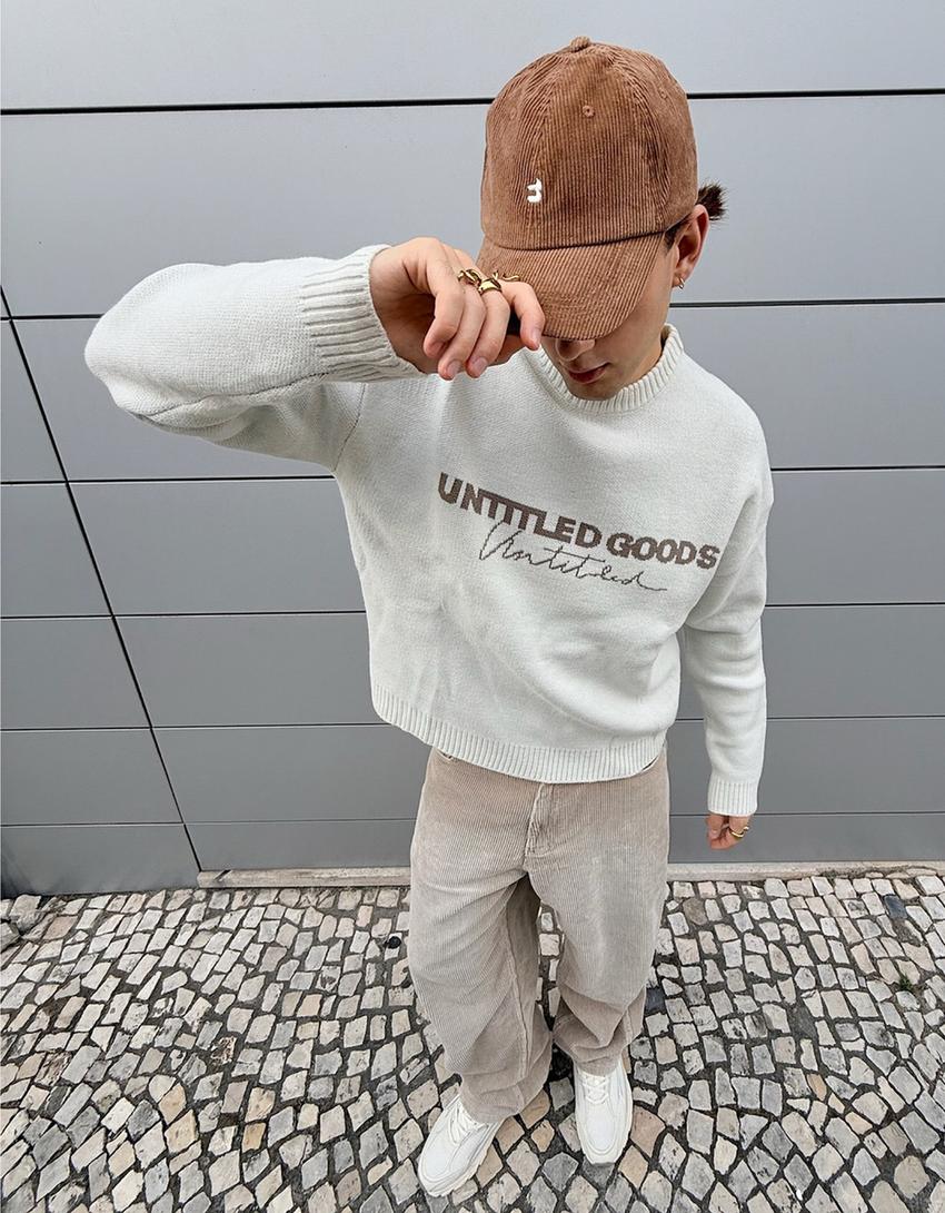 Printed jacquard sweater-Off white