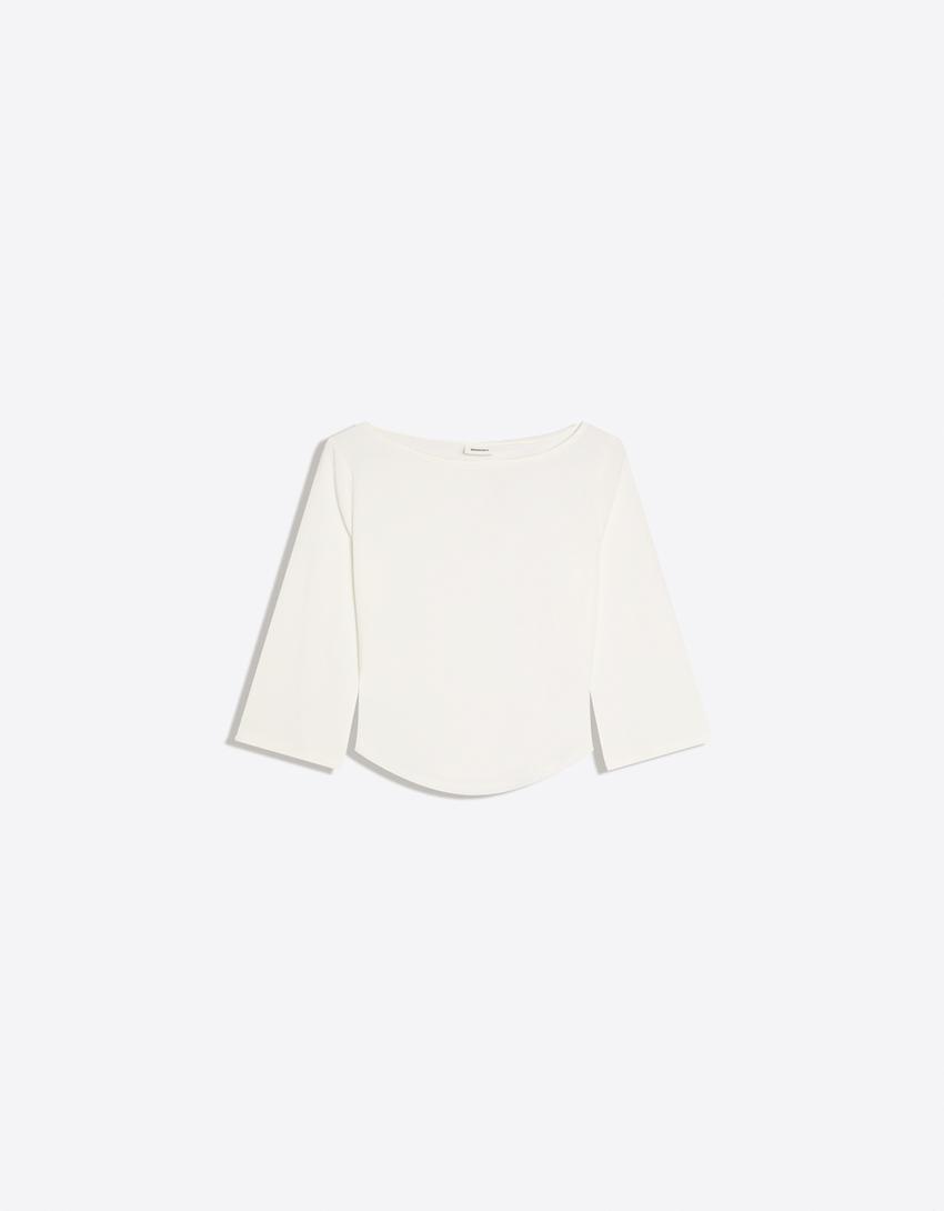 Boatneck T-shirt-Cream