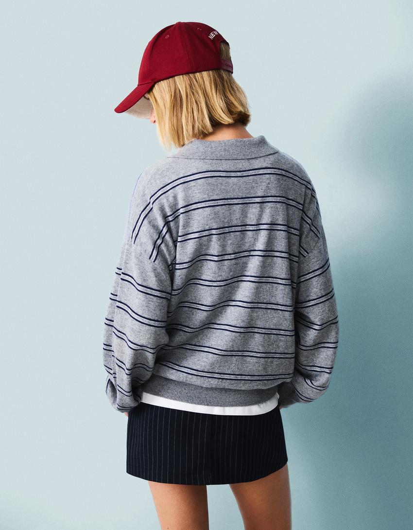 Pull col polo-Gris-1
