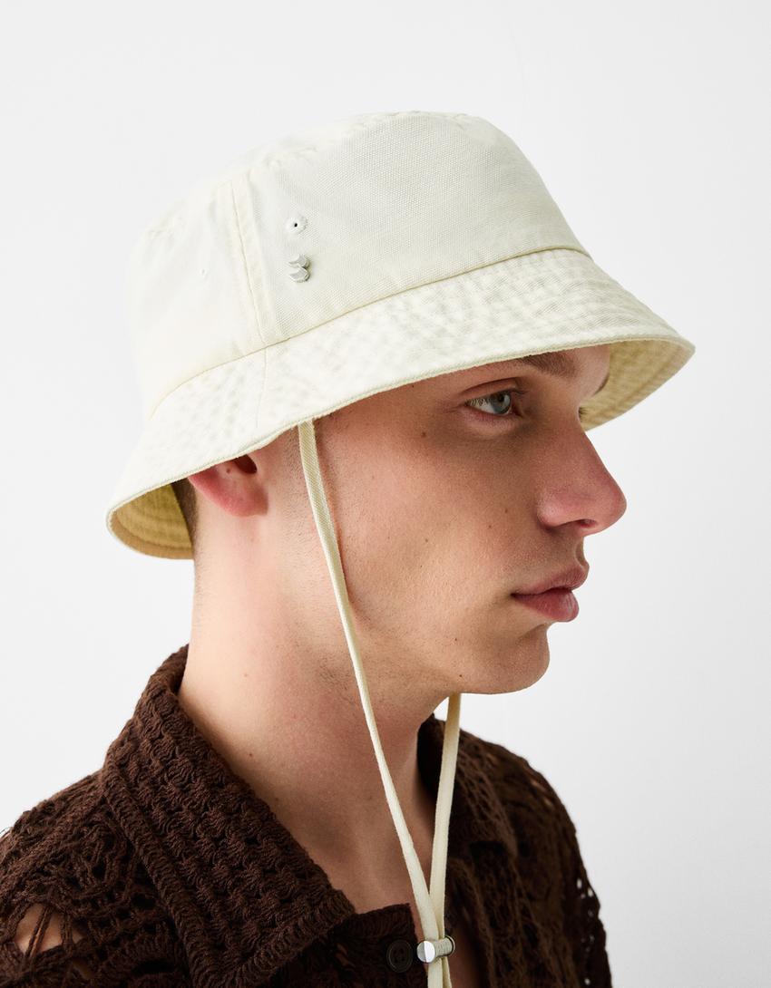 Faded-effect bucket hat-Cream-3