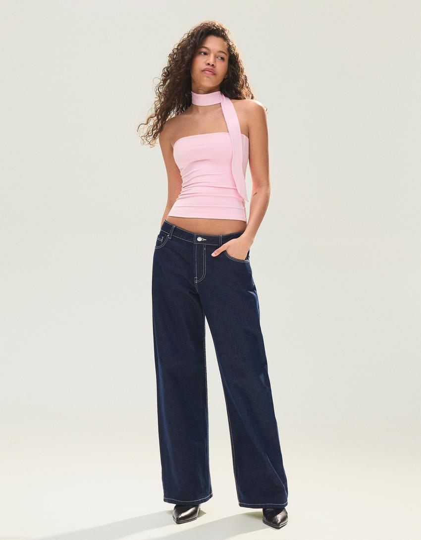 Top bandeau pañuelo-Rosa