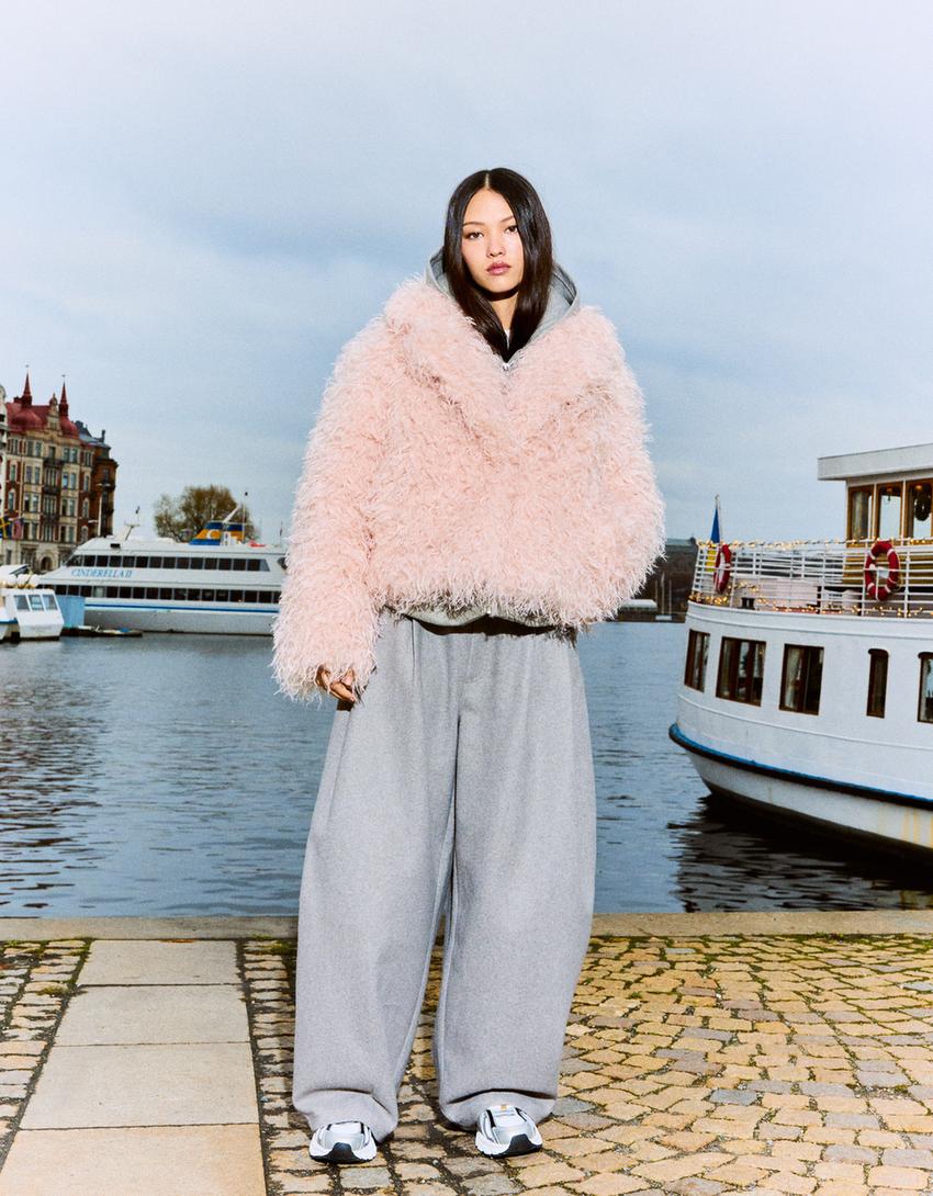 Faux fur jacket-Pink