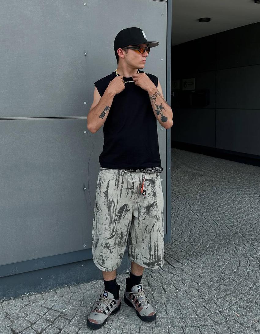 Bermuda baggy print-Verde-0