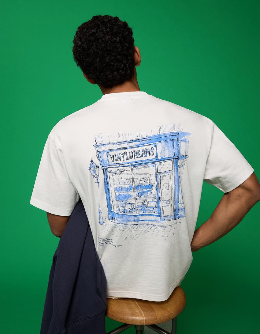 Short sleeve print T-shirt-White