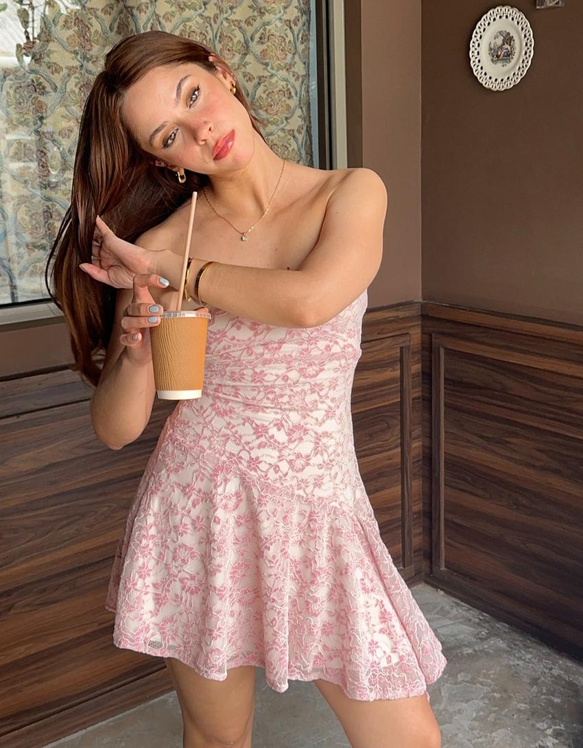 Mini-Bandeau-Kleid-Rosa