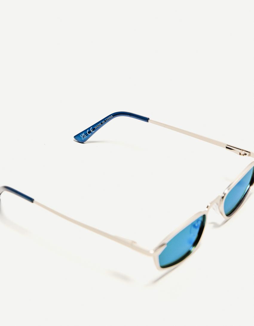 Lunettes de soleil en métal-Bleu clair-3
