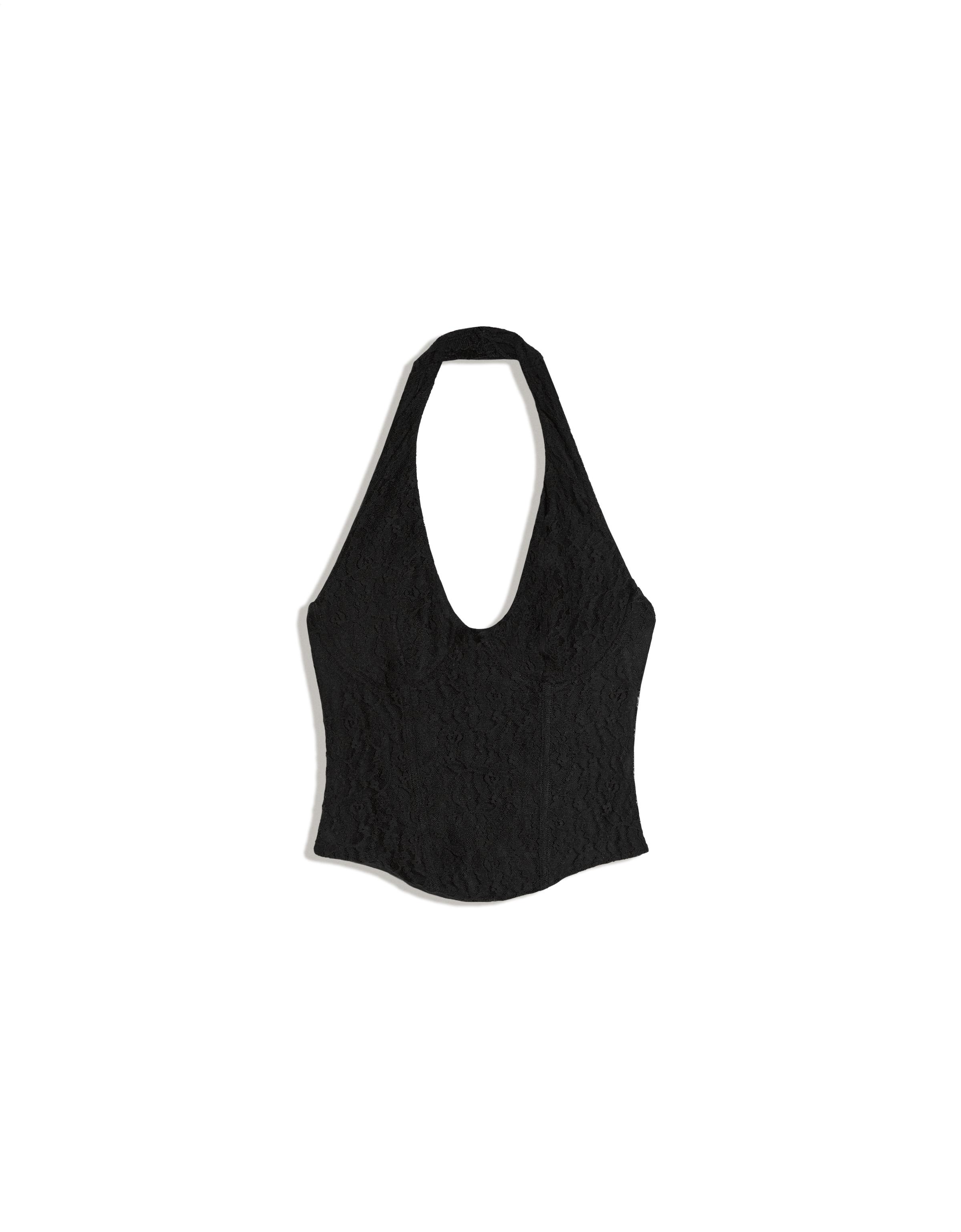 Lace corset halter top — Black