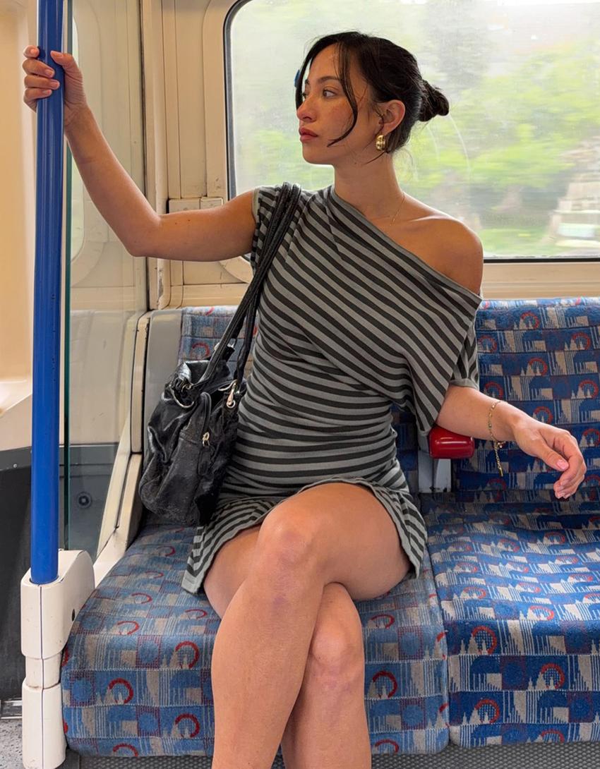 Robe mini col bateau-Vert