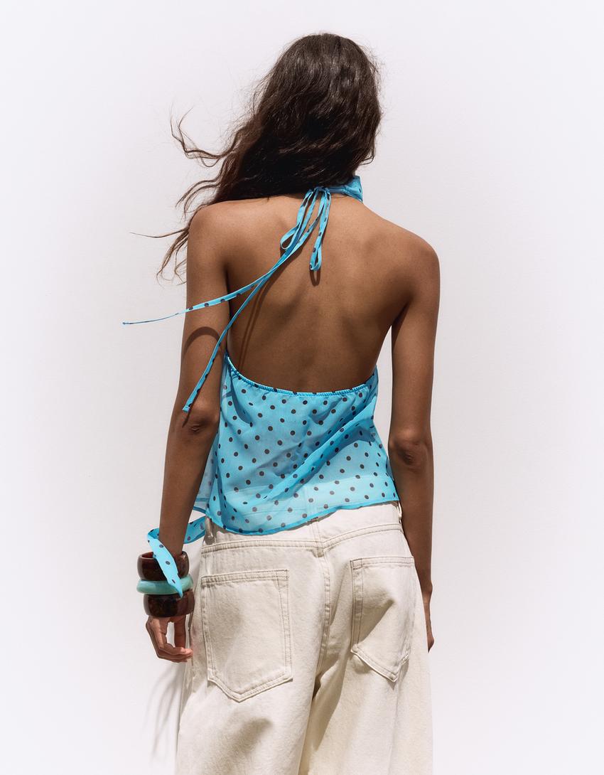 Top à bretelles avec foulard-Bleu turquoise
