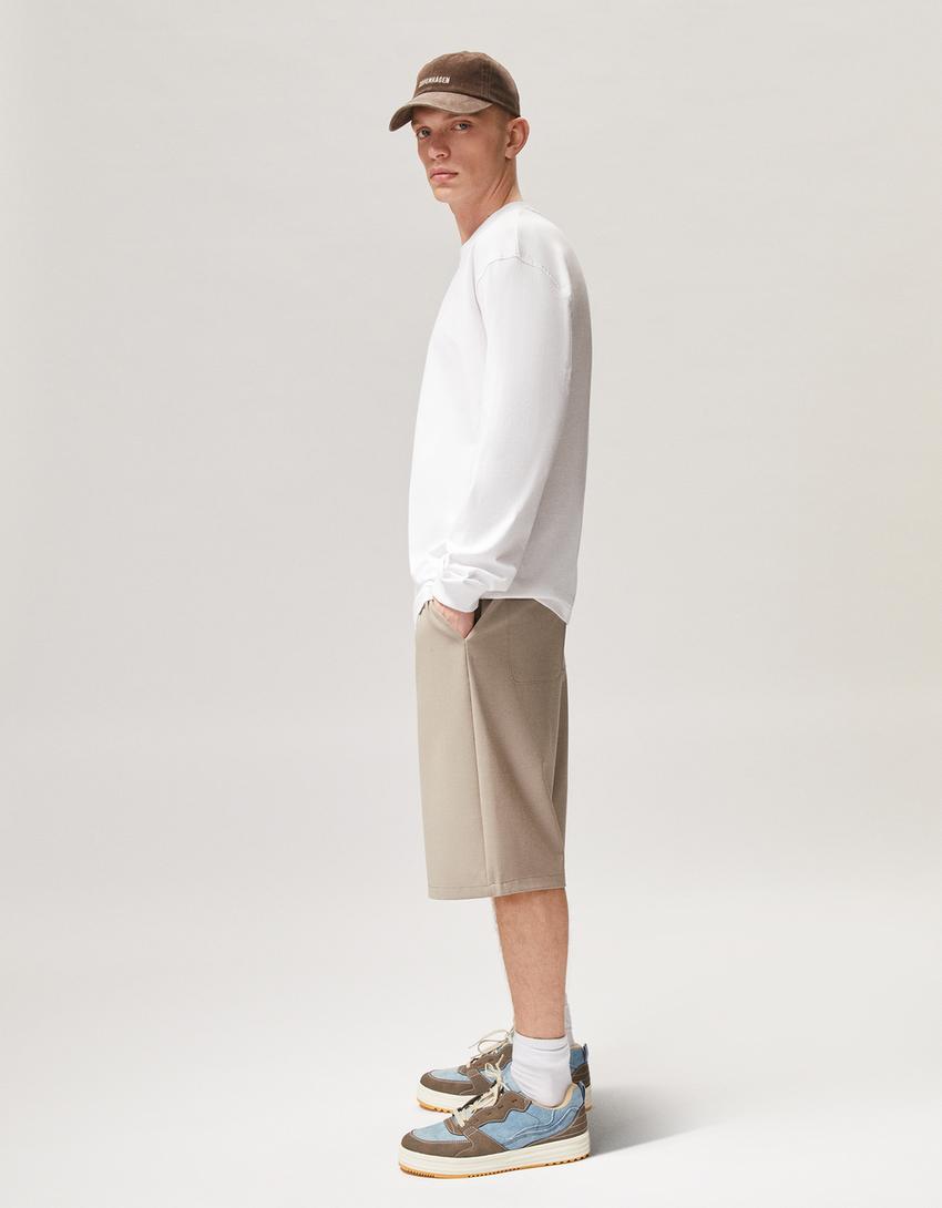 Sneakers denim volume homme-Marron-1