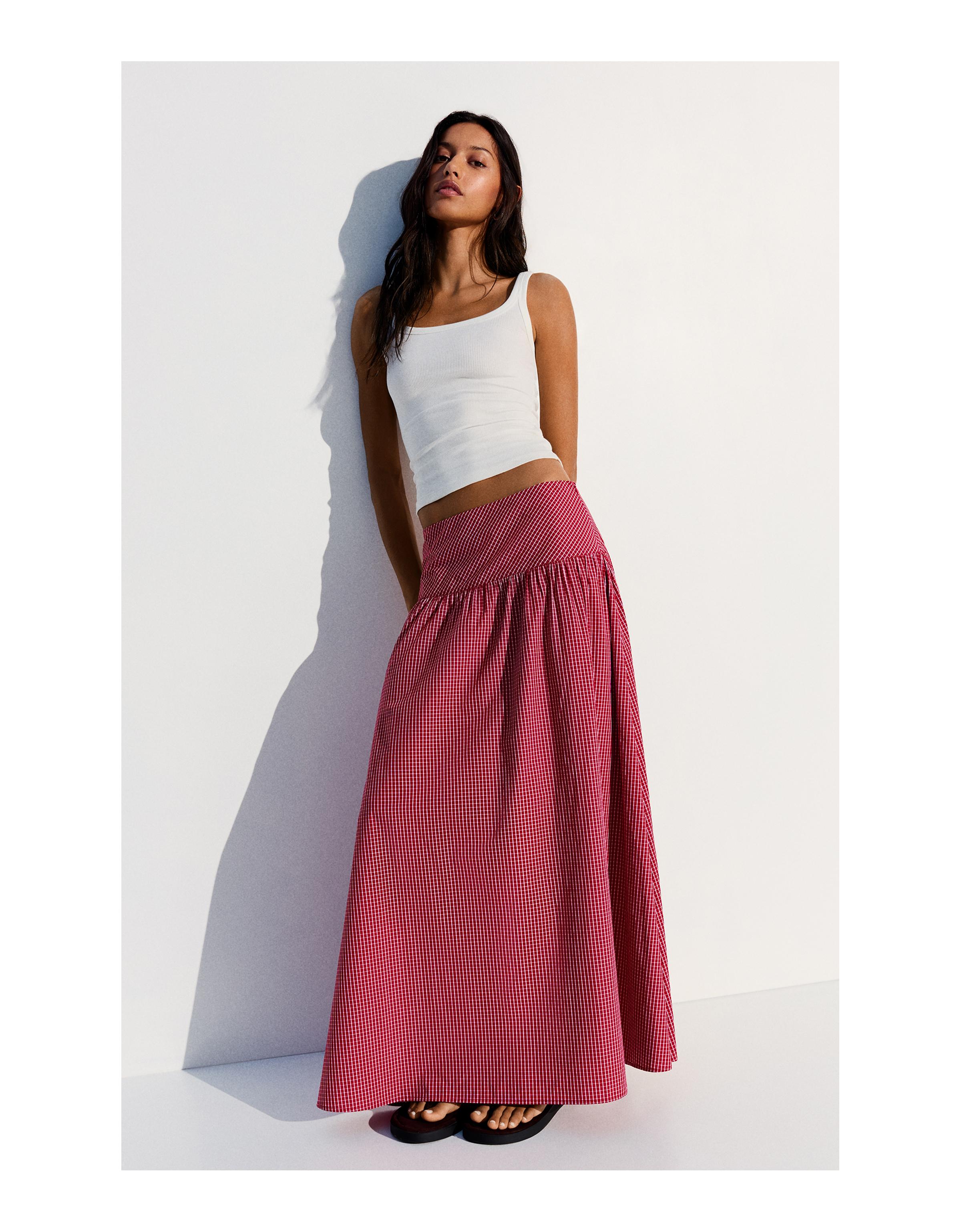A-line midi skirt — Red