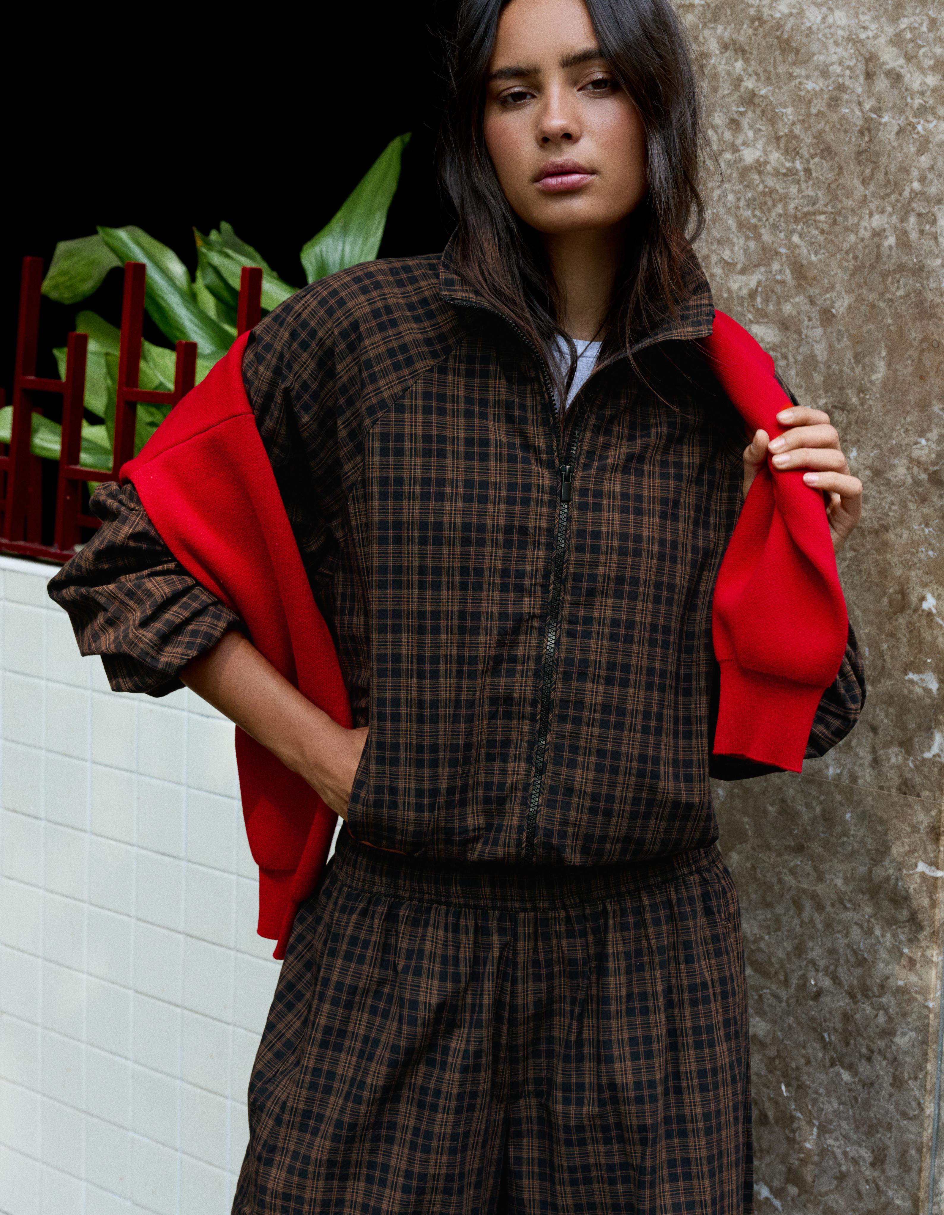 Lightweight check jacket — Brown
