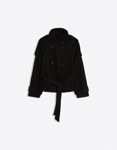 Soft-touch funnel neck trench jacket — Black 5