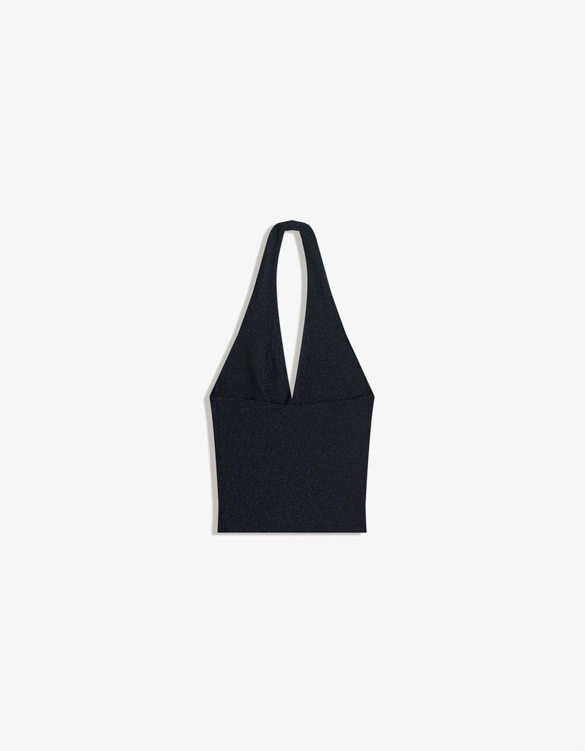 Halter top with cowl neckline-Navy