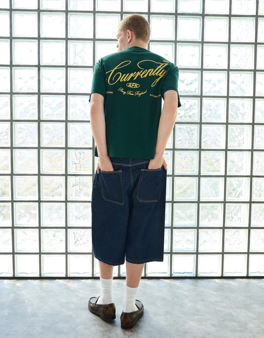 Relaxed fit short sleeve printed T-shirt-Green