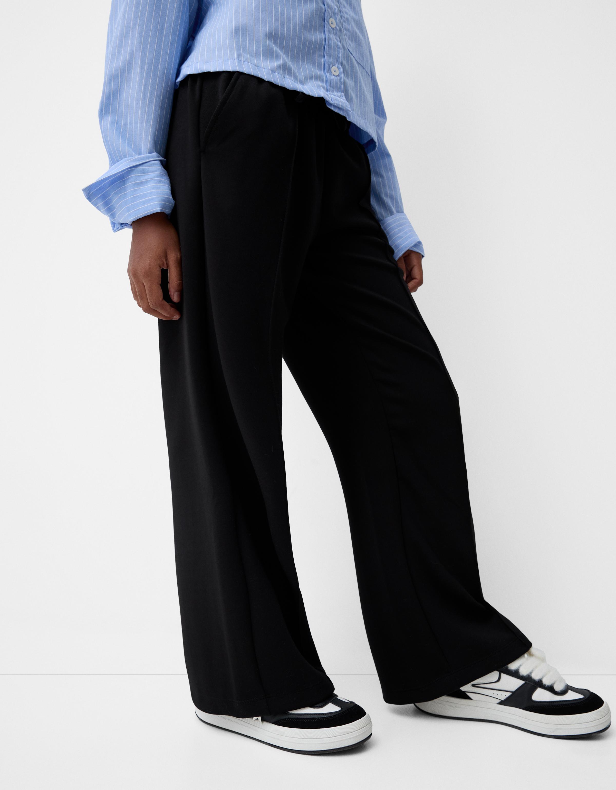 Yumuşak dokulu geniş paça pantolon - Görsel 34