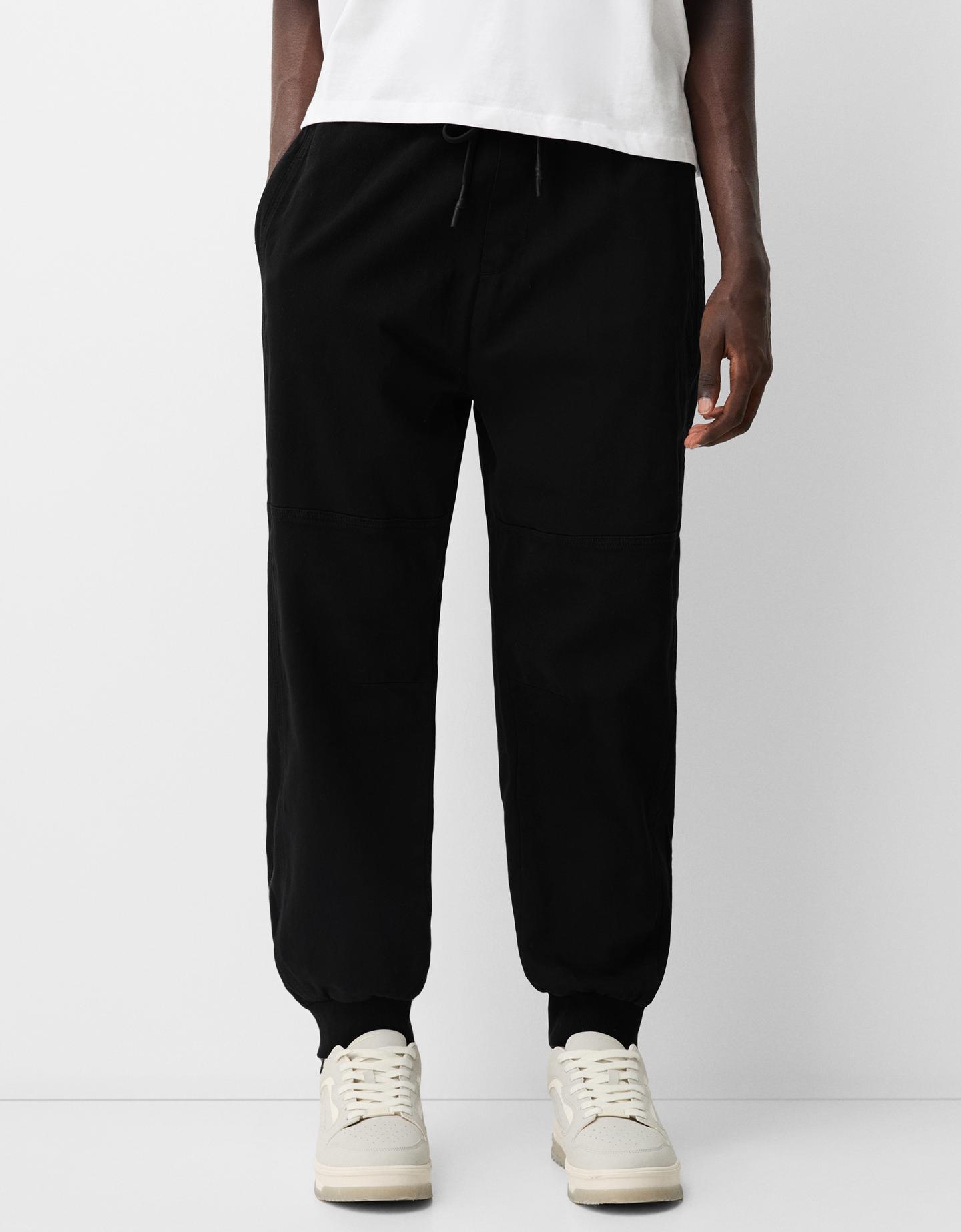 Bershka Pantaloni Jogger Cerniere Uomo Xs Nero