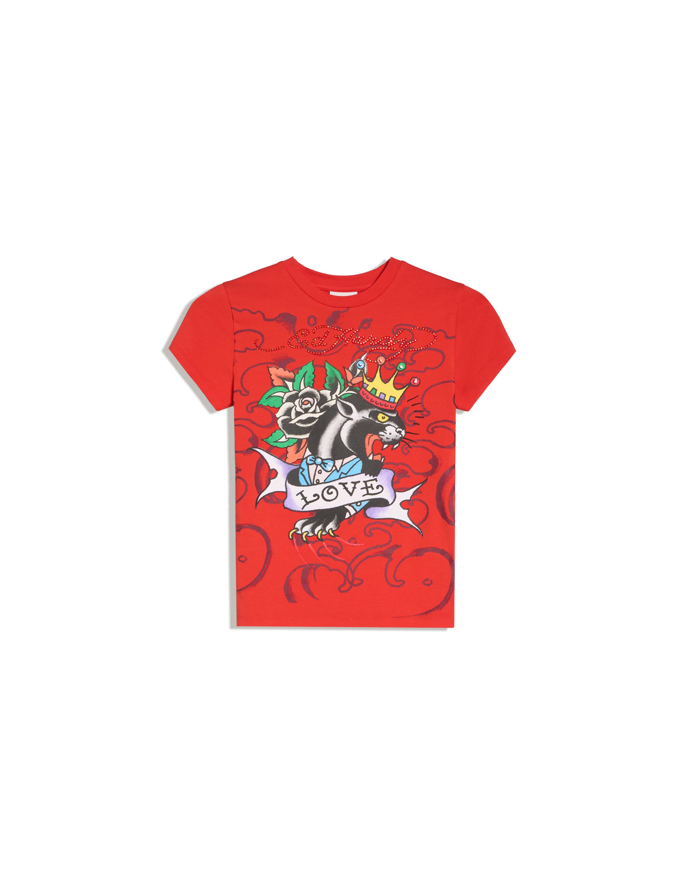 Short sleeve ED HARDY X BERSHKA print T-shirt — Red