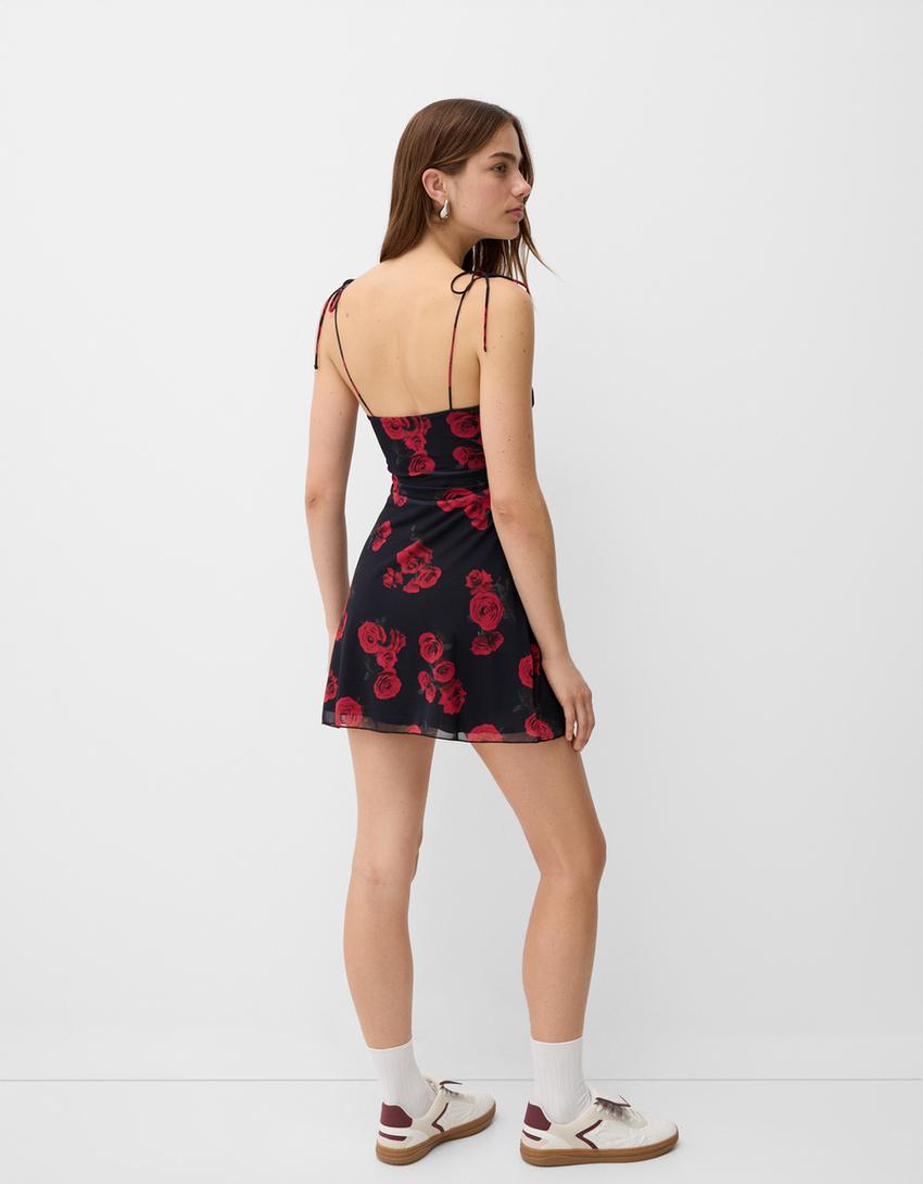 Mini-robe tulle roses - Femme | Bershka