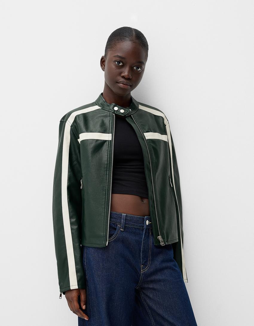 Chamarra Biker Bershka Cazadora Cuero Chamarra Biker Bershka