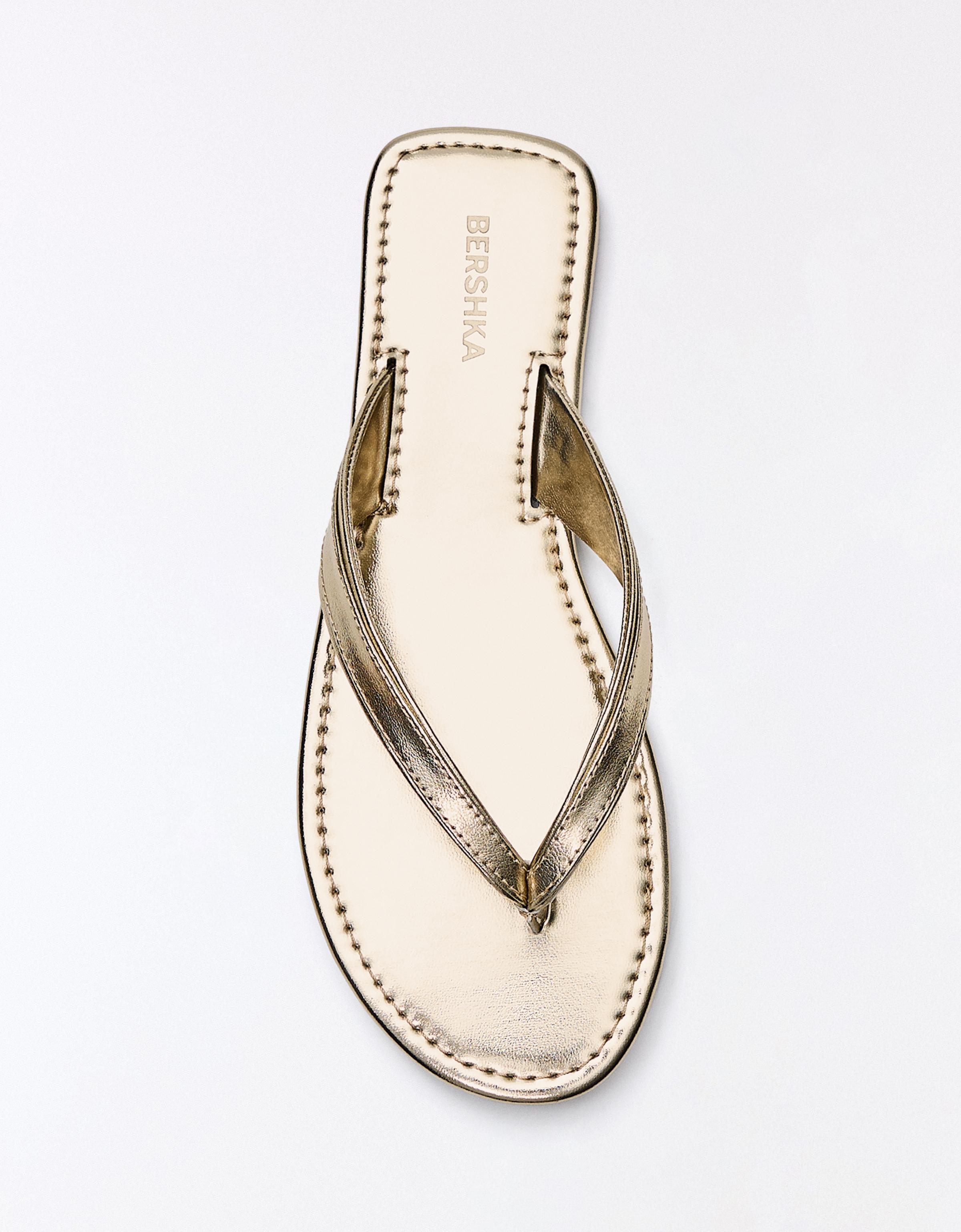 FLAT THONG SANDALS — Gold