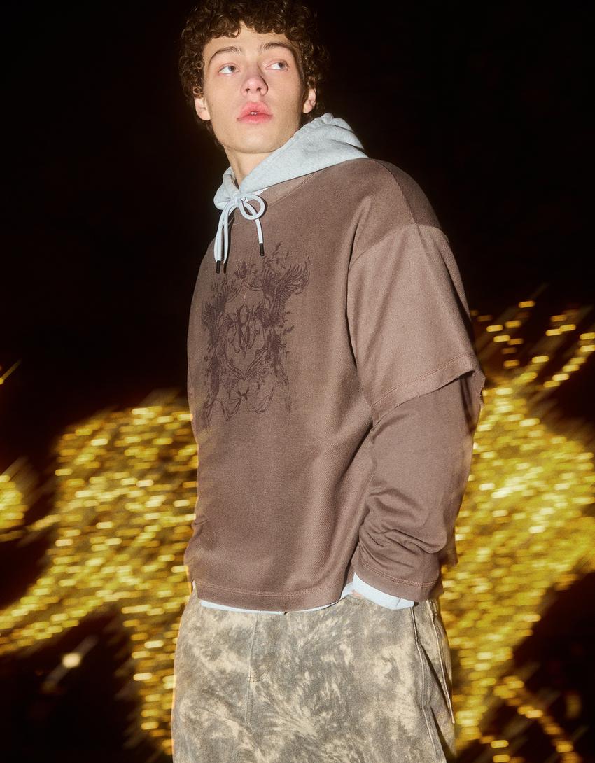 Double pull imprimé-Marron