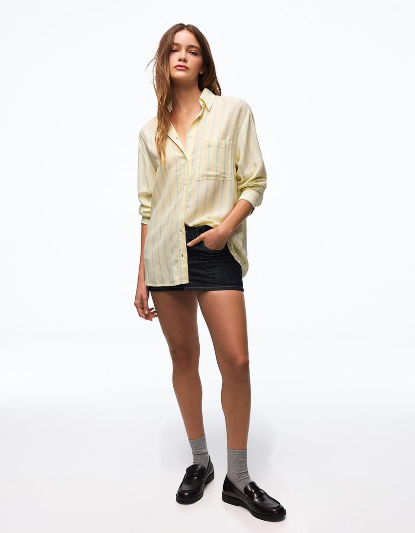 Flowing oversize shirt-Yellow